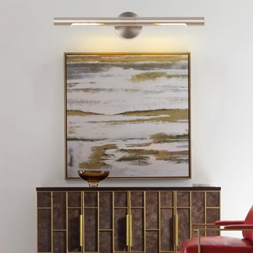 Brushed Nickel Picture Light 24 inches Modern Wall Sconce with Cylinder Metal Shades Rotatable 360°Indoor Wall Lighting Fixture Bathroom Vanity Light Bedroom Living Room - color: 24 inches Brushed Nickel-Metal Shades