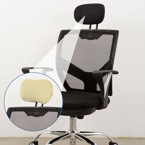 uxcell Office Chair Pillow Cover, Office Chair Headrest Attachment Removable Headrest Protector for Home Desk Computer Chairs, Beige - color: Beige