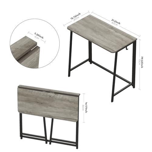 WOHOMO Folding Desk 31.5" Foldable Computer Table for Small Spaces GrayWash - color: Graywash, size: Small Size:31.5 x 15.7