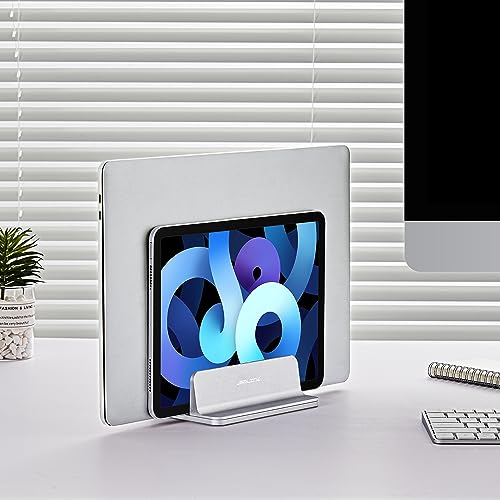 JARLINK Vertical Laptop Stand, Adjustable Aluminum Desktop Holder, Silver - color: Silver, size: 1-slot