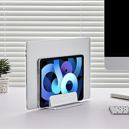 JARLINK Vertical Laptop Stand, Adjustable Aluminum Desktop Holder, Silver - color: Silver, size: 1-slot