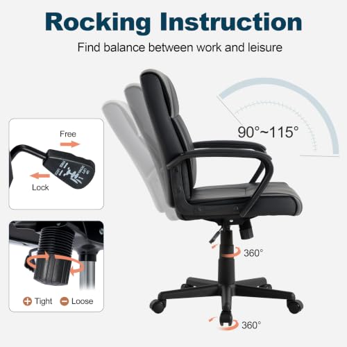 Office Desk Chair Set of 10 Conference Room Chairs Modern Ergonomic Executive Swivel Chair Adjustable Height PU Leather Home Desk Chair with Armrests Comfy Computer Task Chairs with Wheels - color: Black, size: Set of 10
