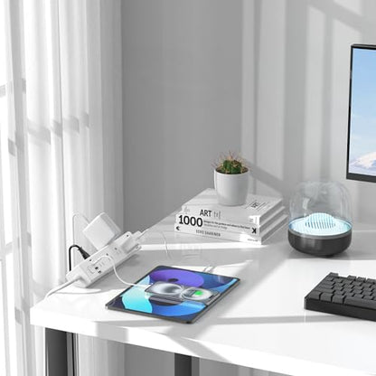 Jgstkcity Desk Clamp Power Strip 40W USB C,8 Outlets,8 USB,6FT,White | 40W Fast Charging Station,4 USB-C,4 USB-A,Furniture Nightstand Edge Mount Surge Protector, Fits 1.9" Tabletop Edge - color: White, size: 6FT Length