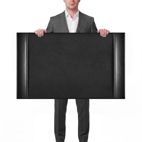 Leather Desk Pad Protector with Side Rails, Executive Office Desk Mat for Home Workspace, Writing Surface, Mouse & Keyboard Pad, Elegant Gift for Men Dad Husband(Black,30 x 18 Inch) - color: Black, size: 18" x 30"
