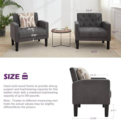 Upholstered Accent Chairs Set of 2, Tufted Armchairs for Living Room - color: Dark Grey