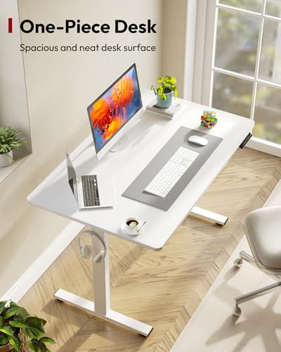 SANODESK One-Piece Electric Height Adjustable Standing Desk 48''x 24'' - color: White Frame+white Top, size: 48x24"