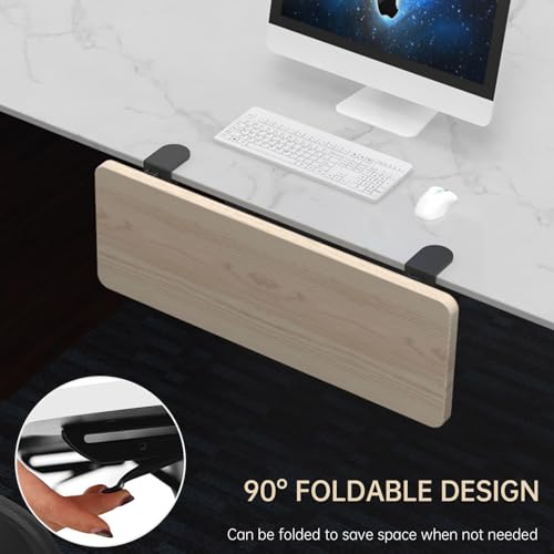 Sisyphy Ergonomics Desk Extender Tray, 21.7x9.5" Punch-Free Clamp on, Foldable Keyboard Drawer Tray, Table Mount Arm Wrist Rest Shelf, Computer Elbow Arm Support - color: Carbon, size: 21.7*9.5"(55*24cm)