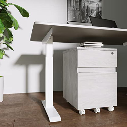 2‑Drawer Rolling File Cabinet with Lock, Under‑Desk Storage & Wheels, Grey