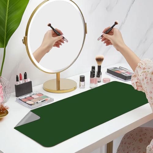 Makeup Mat for Protector,Craft Mats to Protect Table,Nail Art Table Mat,Dresser Protector Top Vanity Essentials,Vanity Desk Cover Pads,Dresser Cover Top Mats(Green+Gray,31.5" x 15.7")