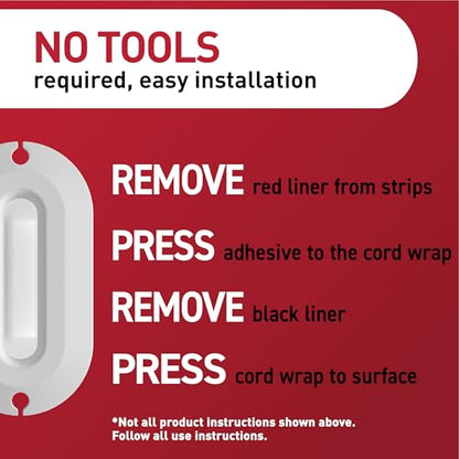 Command Cord Wrap, 2 Units, 4 Medium Strips - color: White