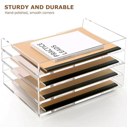 2 Pack-Stackable Paper Letter Tray Enlarged A4 File Desk Organizer Acrylic - style: Enlarged 2 Tier Trays
