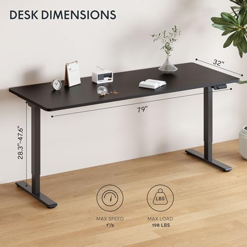 FLEXISPOT 79"x32" Electric Standing Desk, Black - color: Black, size: 79x32"