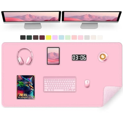47.2" x 23.6" Large Desk Pad - Non-Slip PU Leather, Waterproof Writing Mat for Keyboard & Mouse, Fairy Tale Pink - color: Fairy Tale Pink, size: 47.2" x 23.6"
