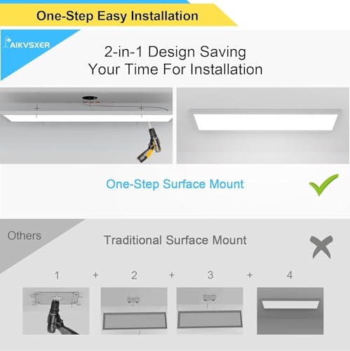 AIKVSXER 24 Pack 1x4 LED Flat Panel Light Surface Mount White, 5500LM 50W - color: White, size: 1x4FT 24PACK