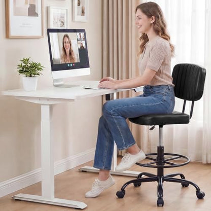 DUMOS Armless Drafting Chair, Standing Desk Chair, Rolling Stool - color: Black
