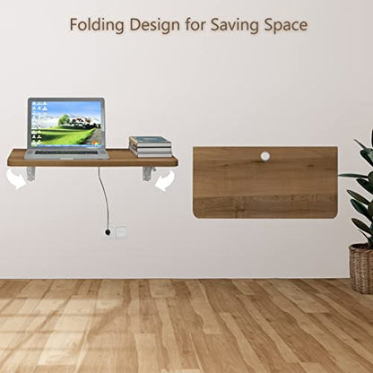 Pmnianhua 31'' Wall Mounted Drop Leaf Table, Folding Table, Fold Down Wall Desk, Floating Desk for Home Office, Small Space (Walnut) - color: Walnut