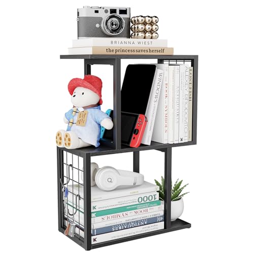 Small Bookshelf Desk Organizer，3-Tier Shelf for Top of Desk Workspace Organizers for Office Accessories, Black - color: Black