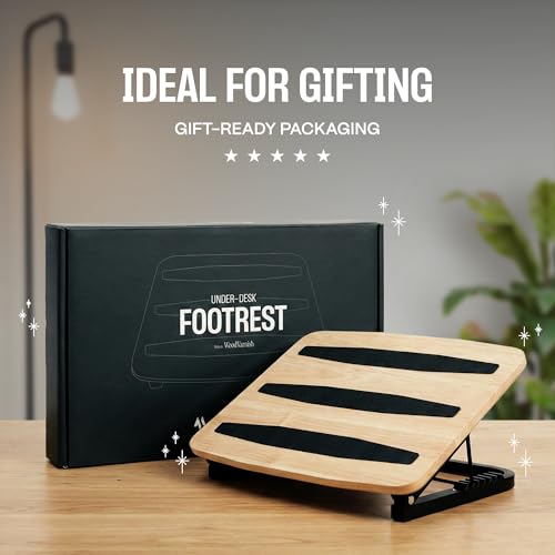 Adjustable Under Desk Foot Stool - Ergonomic Foot Rest with 7 Angles - Natural - color: Natural