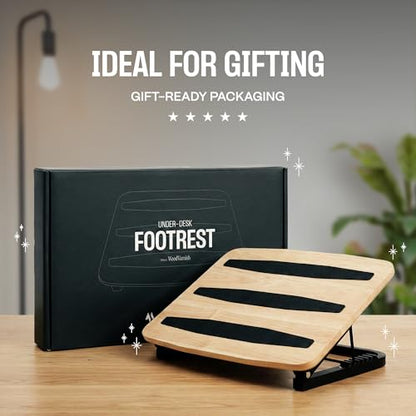Adjustable Under Desk Foot Stool - Ergonomic Foot Rest with 7 Angles - Natural - color: Natural