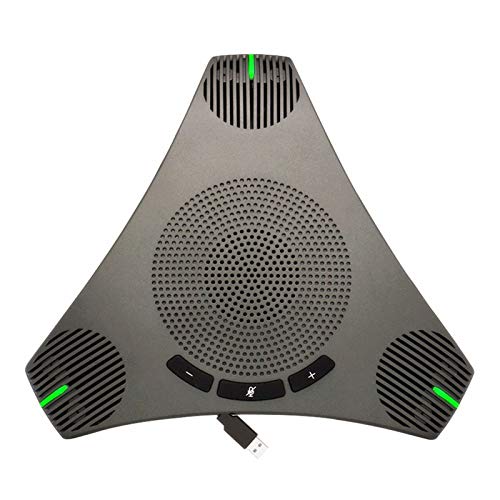 USB Conference Speakerphone with Omnidirectional 360 Microphone for 8-10 People, Intelligent DSP Noise Reduction for Video Meetings (Gray)