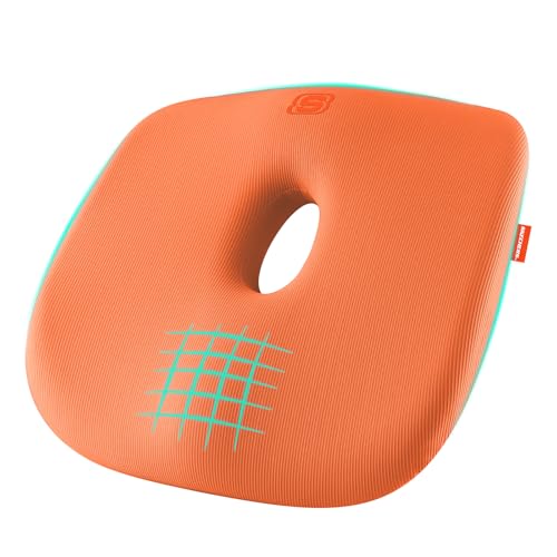 Skechers Seat Cushion Memory Foam,Donut Pillow Office Chair Cushion for Tailbone Pain Relief,Butt Pillow for Office Chair,Car seat Cushion,Long Sitting Office Workers,and Car Drivers,Orange - color: Orange