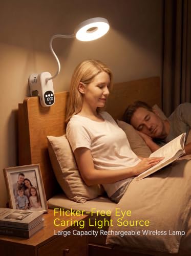 Clip On Desk Lamp Wireless 6000mAh Rechargeable Reading Light for Bed Dorm
