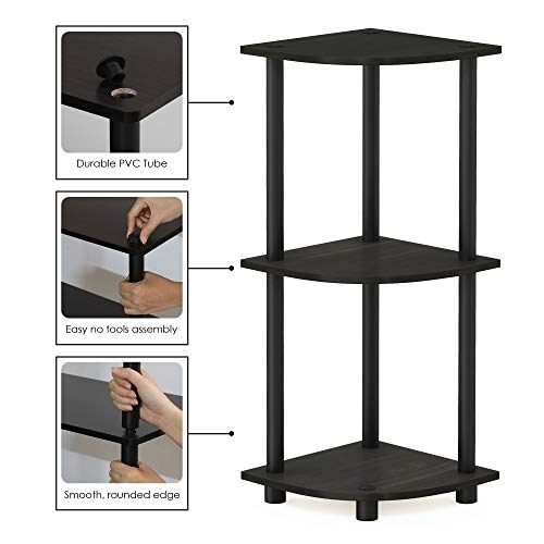 Furinno Turn-N-Tube Toolless Assembly 3-Tier Storage Shelves, Espresso - color: Espresso/Black, size: 3-Tier