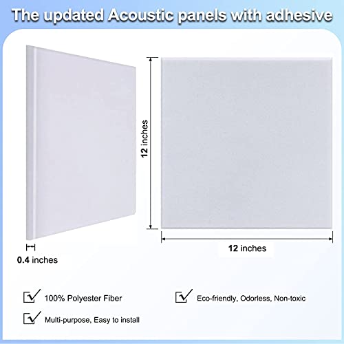18 Pack Acoustic Panels-12"X12"X 0.4"Soundproof Wall Panels, White Sound Absorbing Panel,High-Density Sound Dampening Panels Acoustic Treatment for Home Studio - color: white-square
