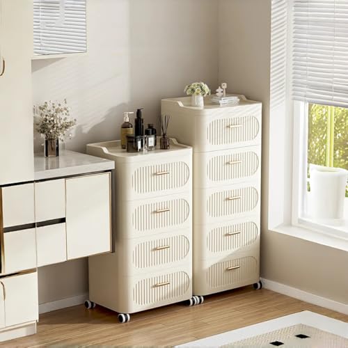 Rolling Storage Cart with Drawers, 5 Tier Drawer Storage Organizer, Drawer Tower Organization Storage Container with Wheels for Home, Office, Classroom and Dorm
