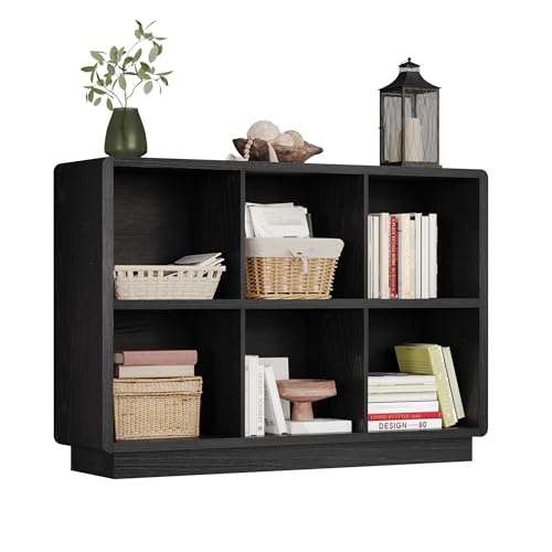 ChooChoo 6 Cube Storage Organizer, Wooden Bookcase with Storage, 43 Inch - color: Black, size: 2-tier 6-cubes