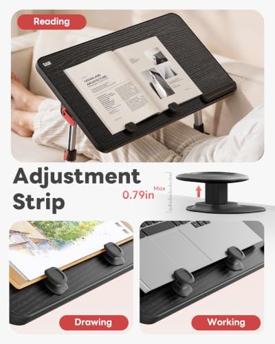 Laptop Desk Table, SAIJI Adjustable Laptop Stand, Portable Lap Desks - color: Black, size: 20.5*11.8 inches