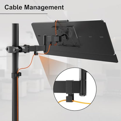PUTORSEN Keyboard Tray Pole Mount - Keyboard & Mouse Mount fits Most Standard and Oversized Keyboards, Tilt & Rotation, Holds up to 2.2lbs, Black
