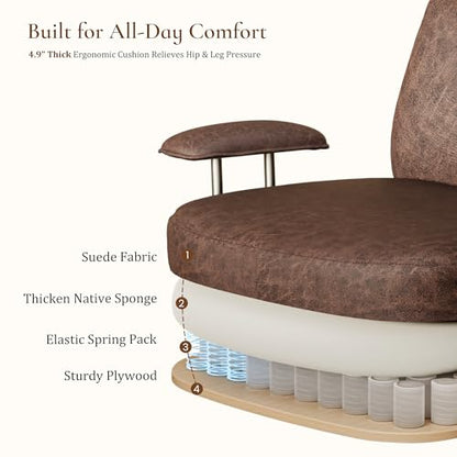 EUREKA ERGONOMIC Cameron Microfiber Suede Office Chair, High Back, Brown - color: Brown, size: High-Back