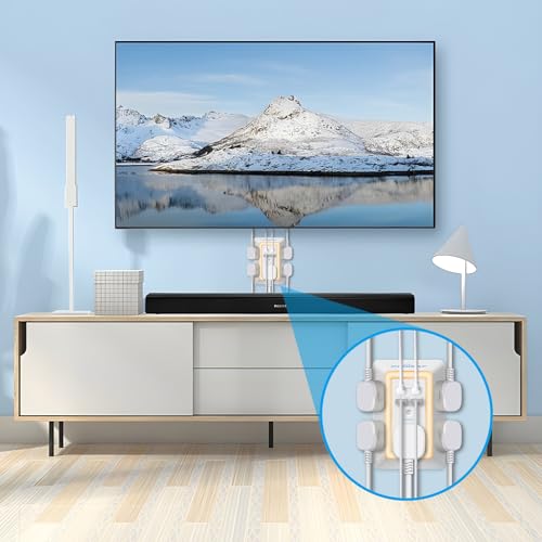 Multi Plug Outlet Surge Protector - POWSAF 5 Outlet Extender with 4 USB Ports(2 USB-C PD 20W) and Night Light, 3-Sided Power Strip with Adapter Spaced Outlets - ETL, White