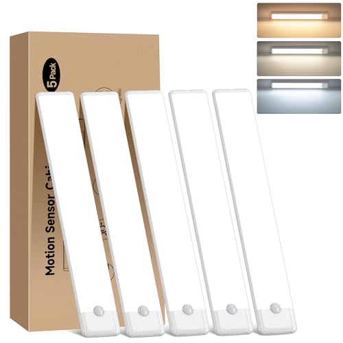 7.9 inch Motion Sensor Under Cabinet Light, 5-Pack,3 Color Temperature | Dimmable, Rechargeable, Magnetic Closet Light, Wireless Under Counter Lighting, USB Cable Included - color: 3CCT, size: 7.9 inch