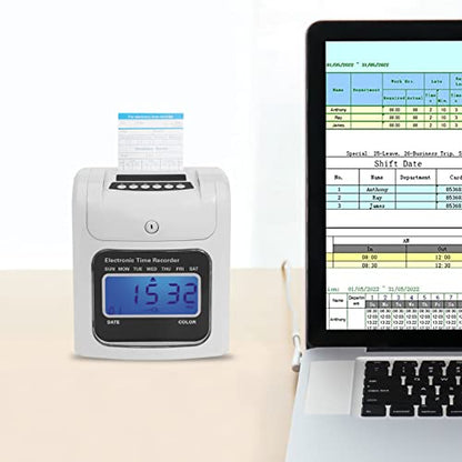 Calculating Time Clock, Small Business Punch Pak, Time Clock Machine up to 50 Employees, Automatic Attendance Recorder with 50 Time Cards and 1 Security Key