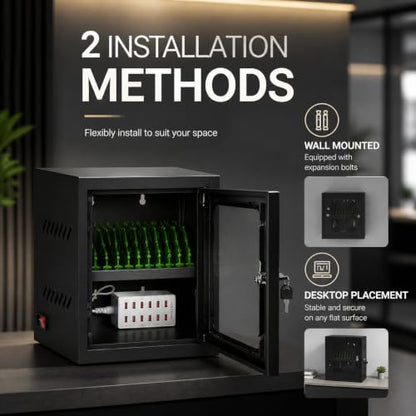 12 Slot Mobile Phone Charging Cabinet Lockable Cell Phone Charging Station - color: Black, size: 12-Device