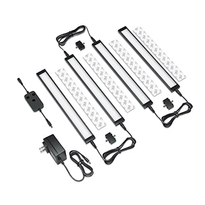 EShine 4 Pack 12 inch Black Smart Dimmable LED Under Cabinet Lighting Kit Compatible with Alexa, Google - Warm White (3000K) - color: Warm White (3000 K), size: 4 pack 12 Inch