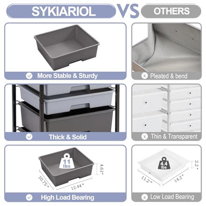 SYKIARIOL Utility Cart with Drawers,5 Drawers Storage Cart,Dark Grey - color: Dark Grey