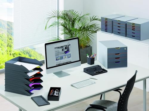 Durable Varicolor Drawer Organizer, 4 Color Coded Drawers, Gray - style: 4-Drawer