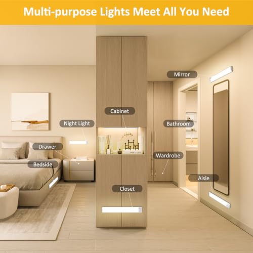 11.8 inch Motion Sensor Under Cabinet Light, 5-Pack, Warm White | Dimmable, Rechargeable, Magnetic Closet Light, Wireless Under Counter Lighting, USB Cable Included - color: Warm White, size: 11.8 inch