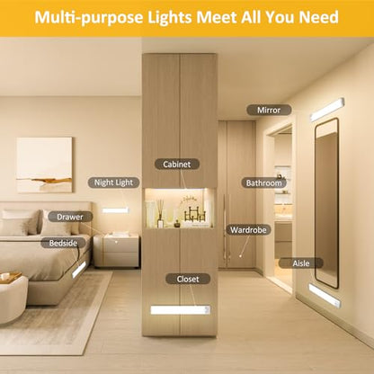 11.8 inch Motion Sensor Under Cabinet Light, 5-Pack, Warm White | Dimmable, Rechargeable, Magnetic Closet Light, Wireless Under Counter Lighting, USB Cable Included - color: Warm White, size: 11.8 inch