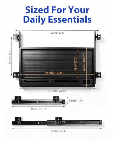 jojofuny Under Desk Keyboard Tray, Slide-Out Drawer with Pen Organizer - color: Black, size: 51.50X27.00X3.50CM