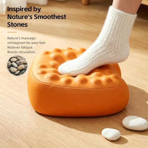 Foot Rest Under Desk, Memory Foam Ergonomic Footrest, Orange | Massage Pebble Surface, Office Foot Stool for Under Desk at Work, Gaming Foot Rest, Washable Cover, Non-Slip Base - color: Vitamin Orange