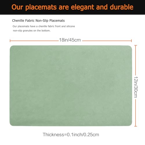 Green Plastic Vinyl Placemats Set of 12, Waterproof Heat Resistant Table Mats,Faux Leather Wipeable Washable Easy Clean Non-Slip Place Mats for Indoor Outdoor(12,Green) - color: Green