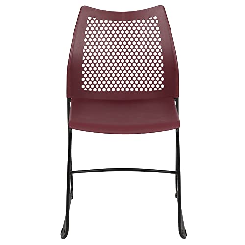 Flash Furniture HERCULES Series 5 Pack 661 lb. Capacity Burgundy Stack Chair with Air-Vent Back and Black Powder Coated Sled Base | Sled Base, Powder Coated, 661 LBS. Weight Capacity - color: Burgundy, size: Set of 5