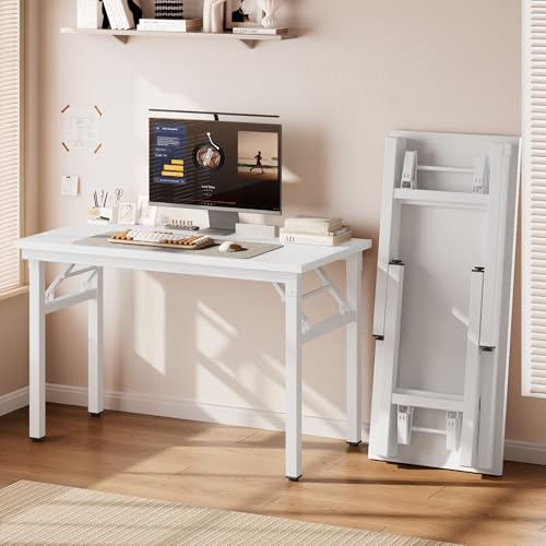 DlandHome 35.8 Inch Small Folding Computer Desk for Home Office, White - color: White + White, size: 35.8 Inches