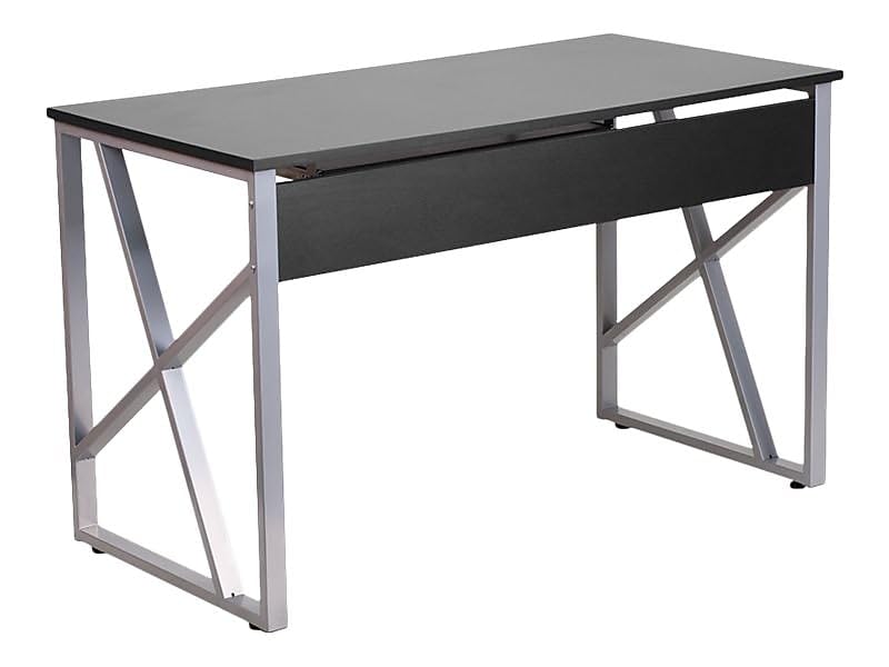 Flash Furniture Computer Desk with Pull-Out Keyboard Tray, Black | Cross-Brace Frame