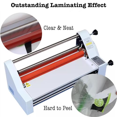 350mm Laminator Machine, Cold Hot Roller Laminating Machine, Single- & Double-Sided Thermal Laminator for Paper Card Wood Veneer PVC Foil, Digital Display, Safety Protection (V350)