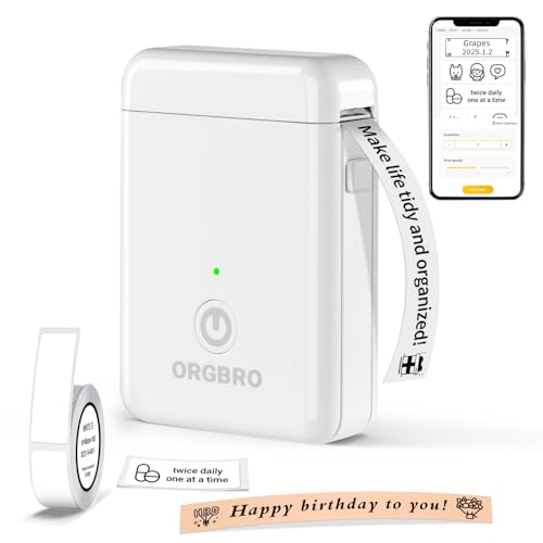 ORGBRO Label Maker Machine with Tape, X1 Bluetooth Mini Label Printer - color: White